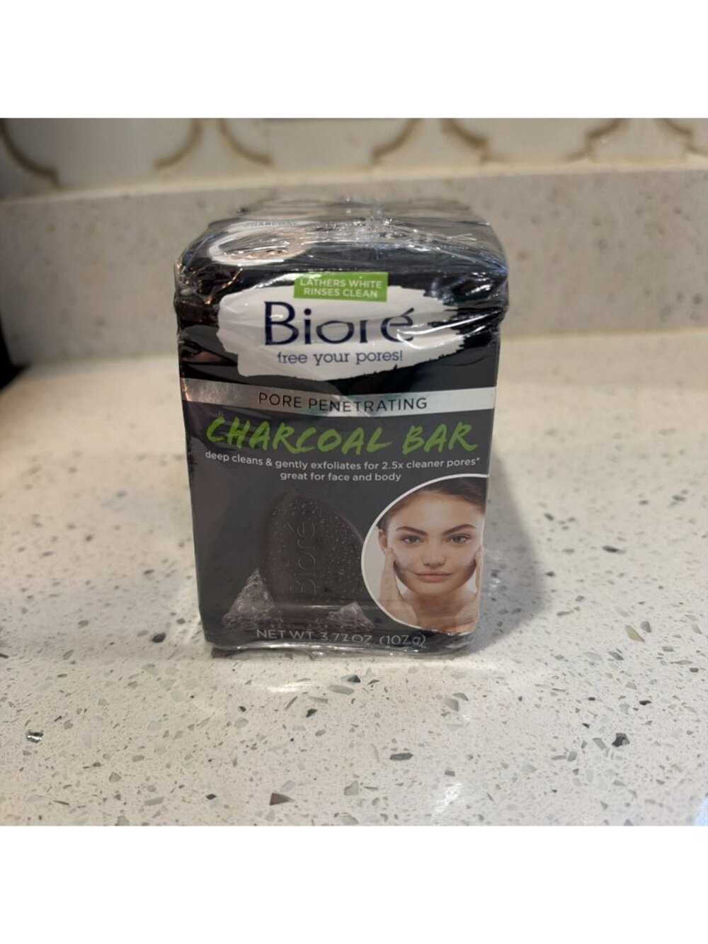 3-Biore Pore Penetrating Charcoal Bar Soap Face Cleanser Bar 3.77 oz